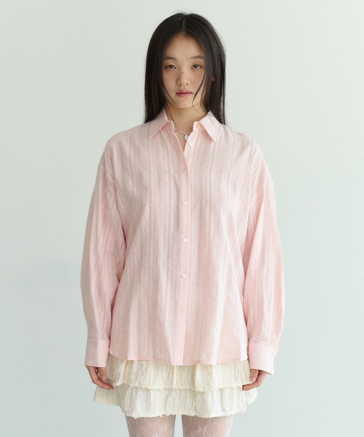 펀프롬펀(FUNFROMFUN) EYELET OVERFIT SHIRTS, PEACH