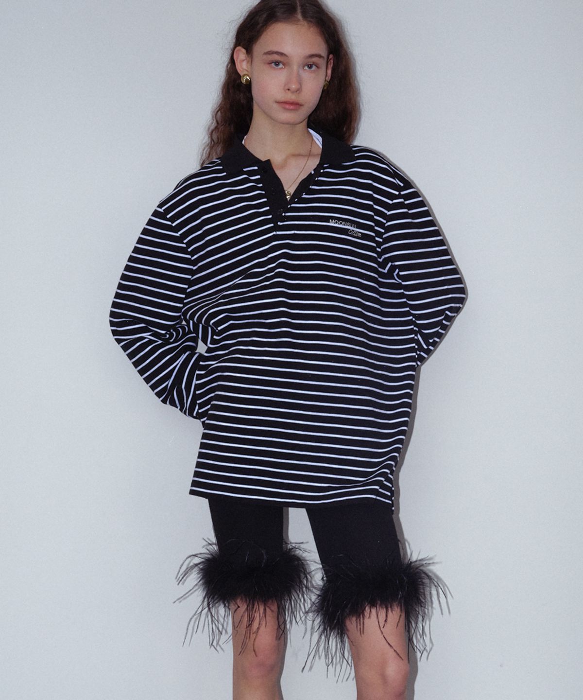 문선(MOONSUN) MJ S2 Ostrich Hair Biker Pants / Black