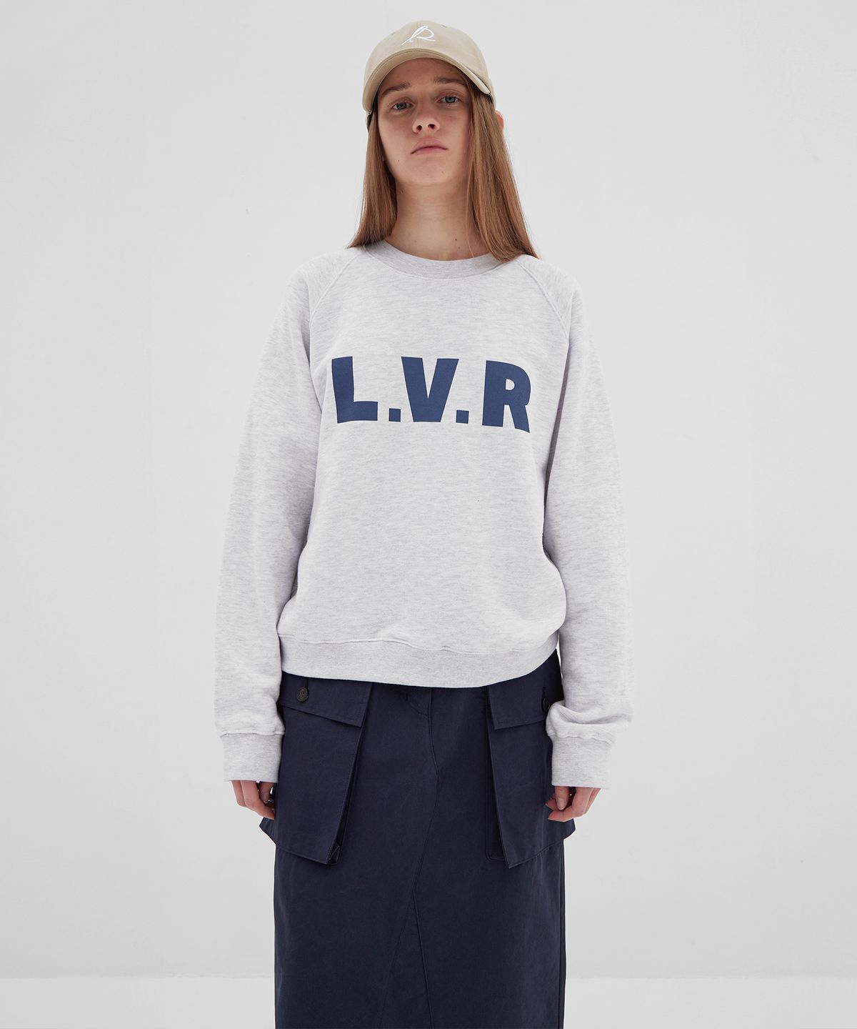 르바(LEVAR) French Cotton Chino Skirt - Navy