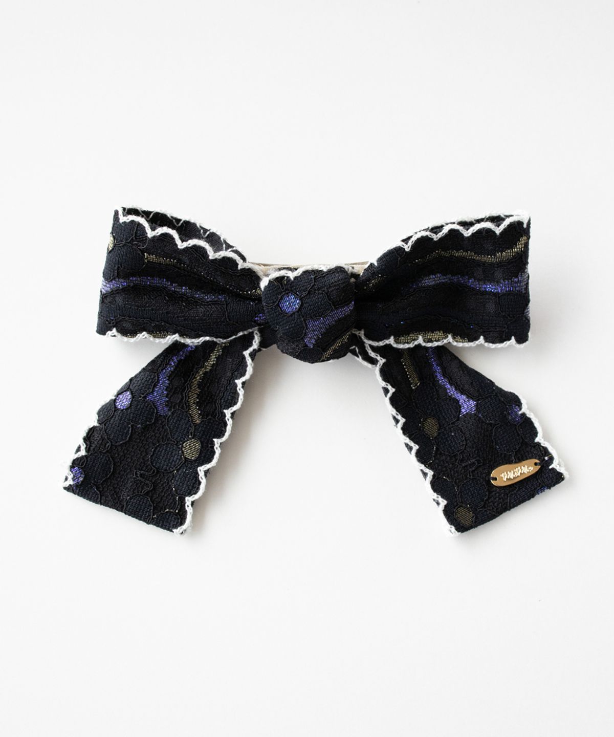 메리모티브(MERRYMOTIVE) Flower lace ribbon bow hairpin (Black)