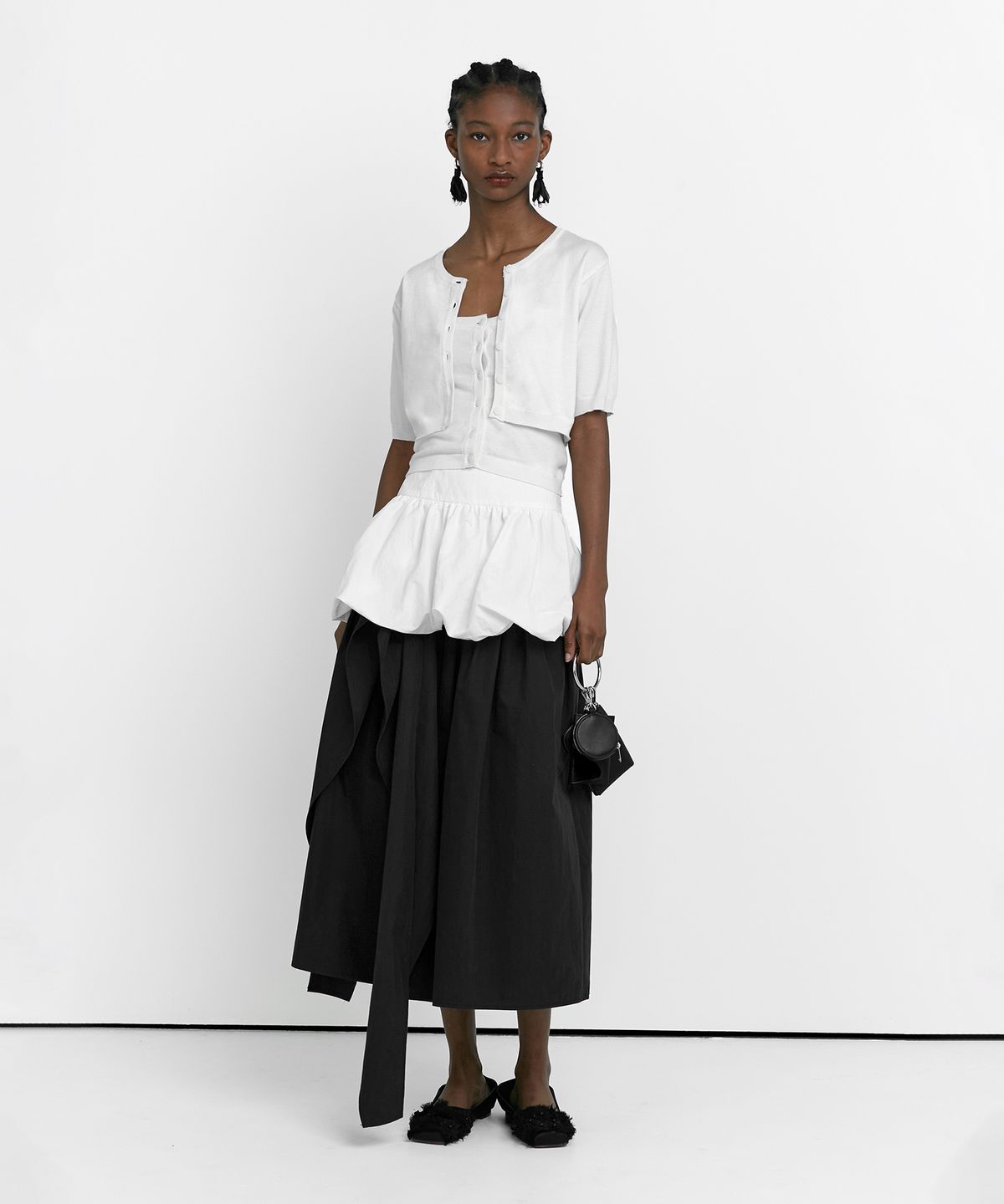 로우타이드(LOW TIDE) TUBE TOP HALF CARDIGAN SET UP [WHITE]