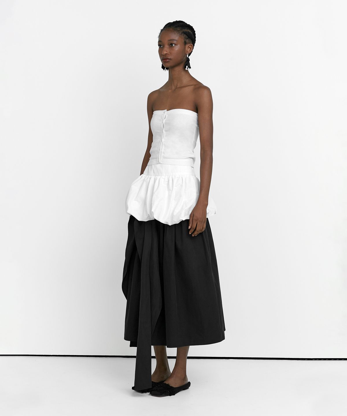 로우타이드(LOW TIDE) TUBE TOP HALF CARDIGAN SET UP [WHITE]