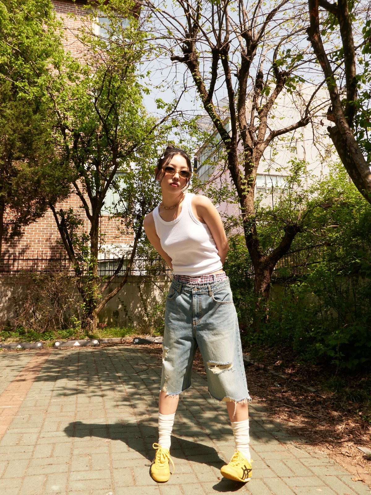 오피쉬(OAFISH) DAMAGE BERMUDA DENIM PANTS, BLUE