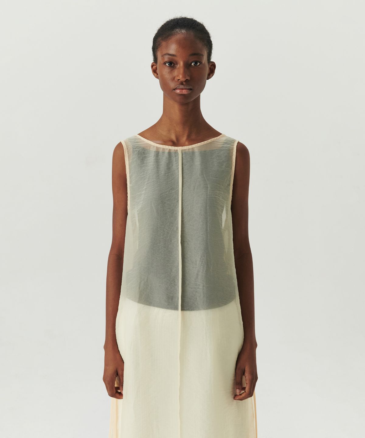 르바(LEVAR) Sheer Layered Maxi Dress - Butter Cream