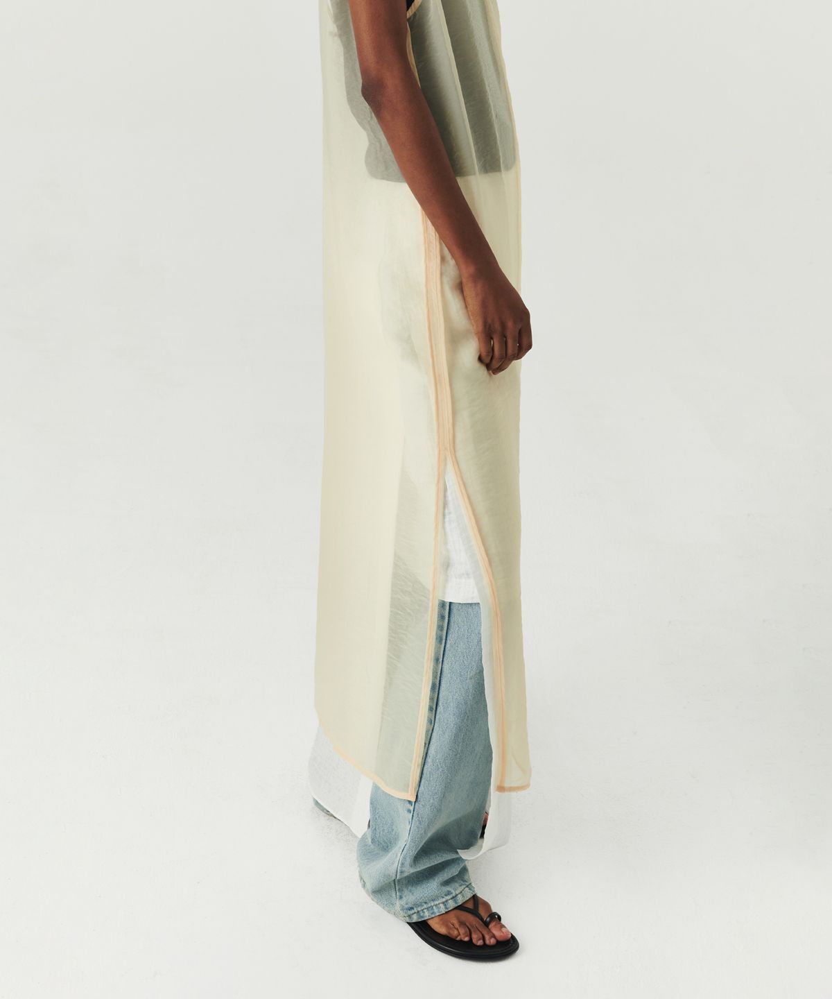 르바(LEVAR) Sheer Layered Maxi Dress - Butter Cream