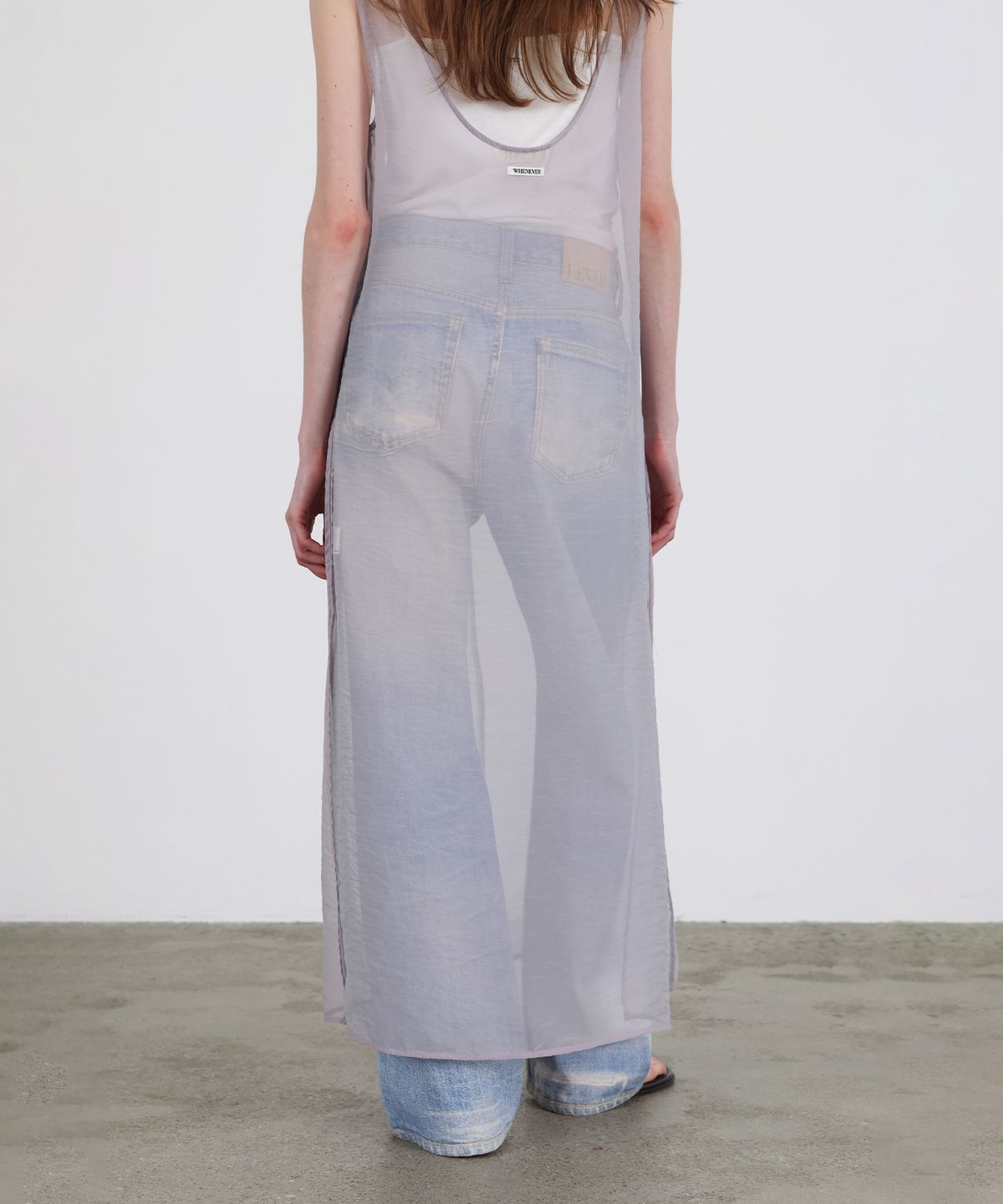 르바(LEVAR) Sheer Layered Maxi Dress - Lilac Grey