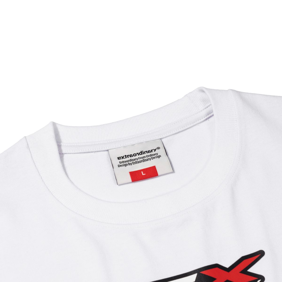 엑스트라오디너리(EXTRAORDINARY) 헤비코튼  RACING SYMBOL TEE  WHITE