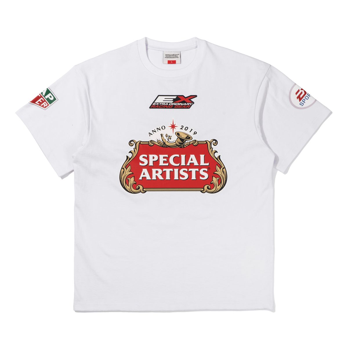 엑스트라오디너리(EXTRAORDINARY) 헤비코튼  RACING SYMBOL TEE  WHITE