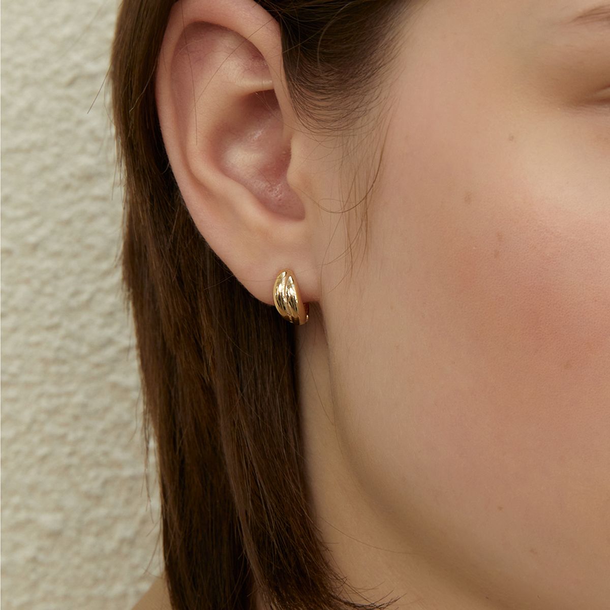룬느(LUNNE) 14k 글램 웨이브 원터치 링 귀걸이 (14k골드) #LFE24