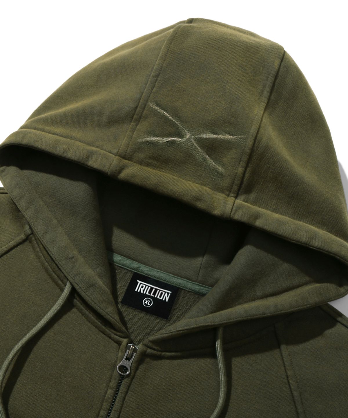 트릴리온(TRILLION) 도밍고 피그먼트 2WAY 스웨트 후드 집업 (KHAKI)