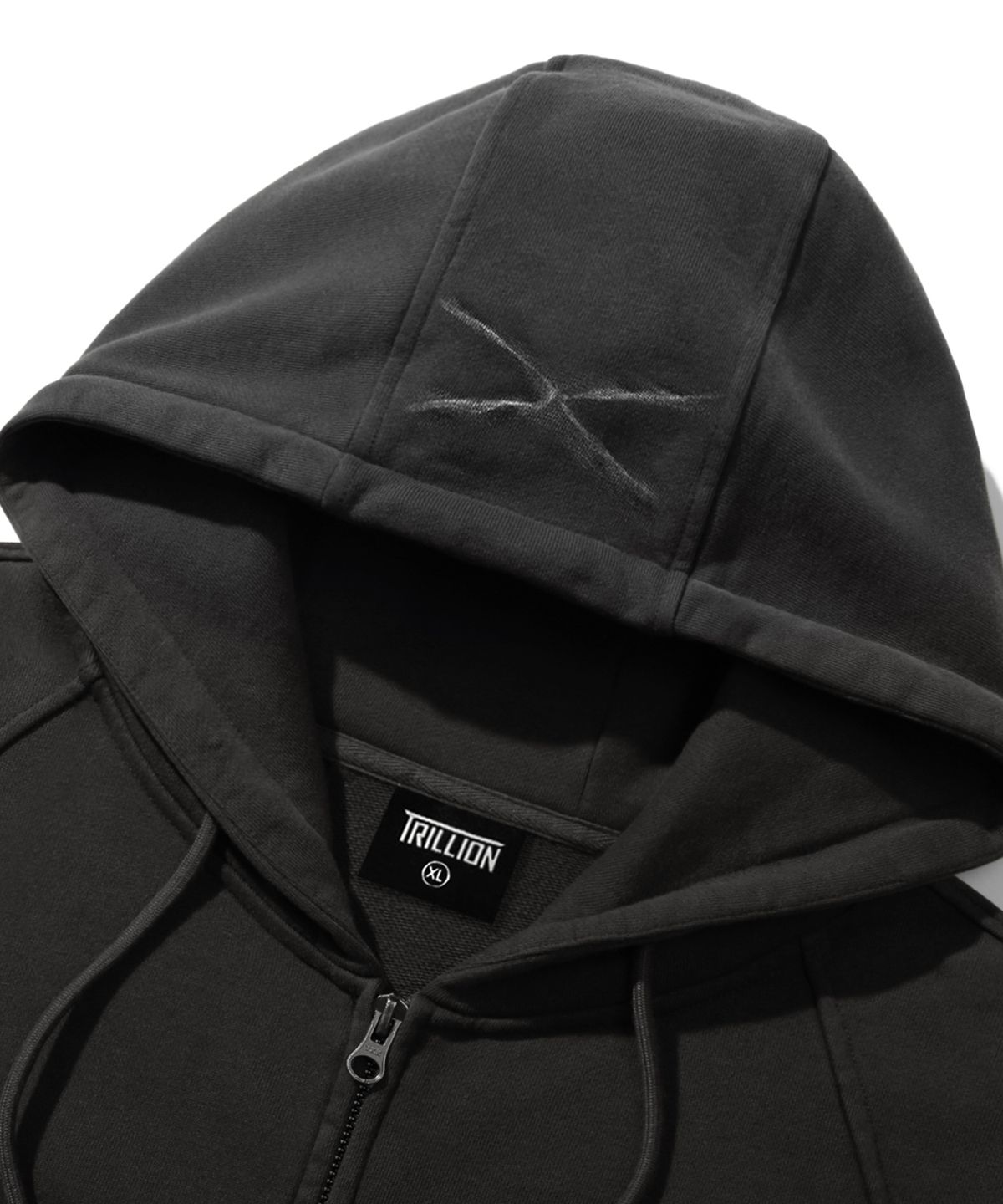 트릴리온(TRILLION) 도밍고 피그먼트 2WAY 스웨트 후드 집업 (CHARCOAL)