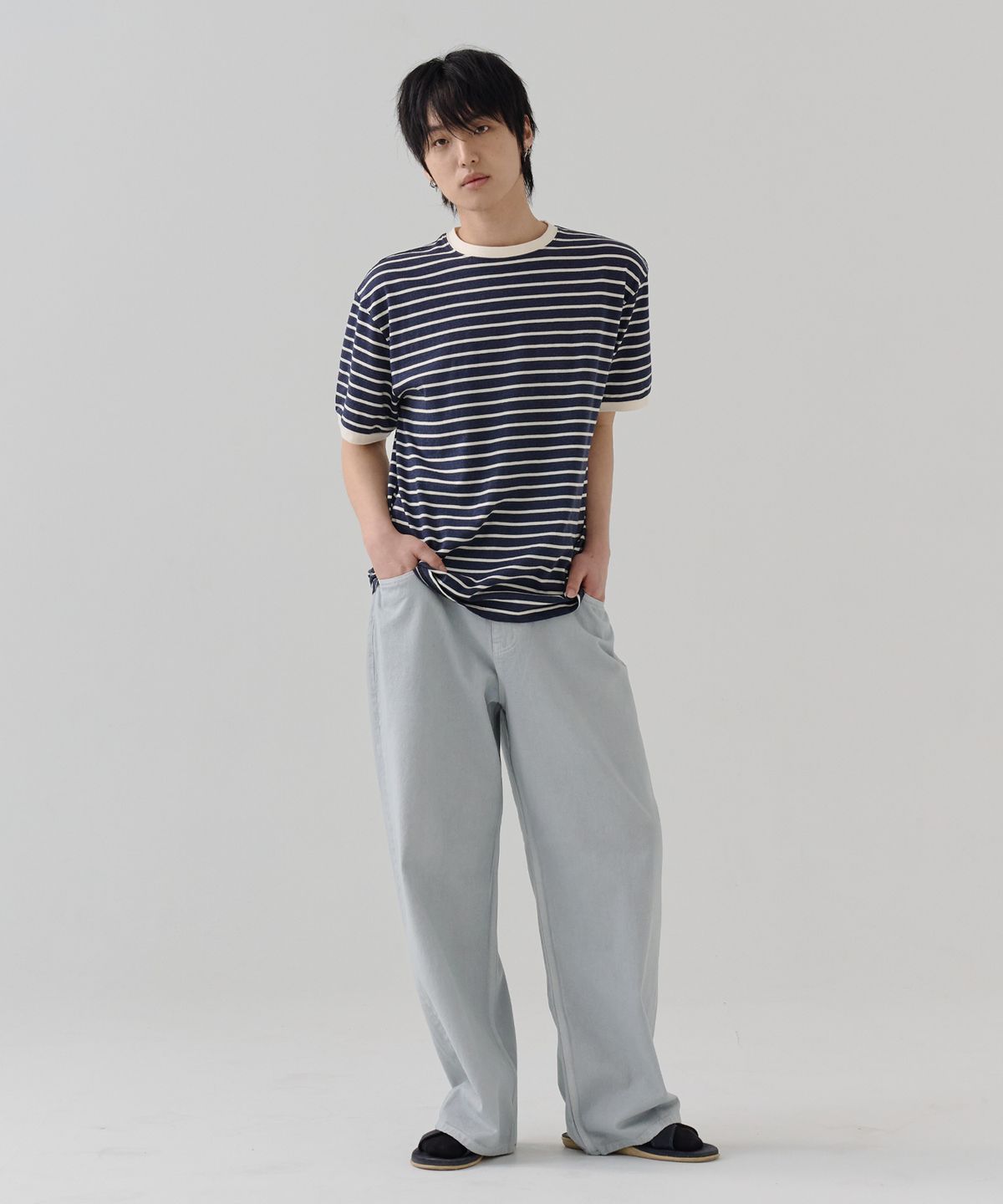 노운(NOUN) wide denim pants (blue grey)