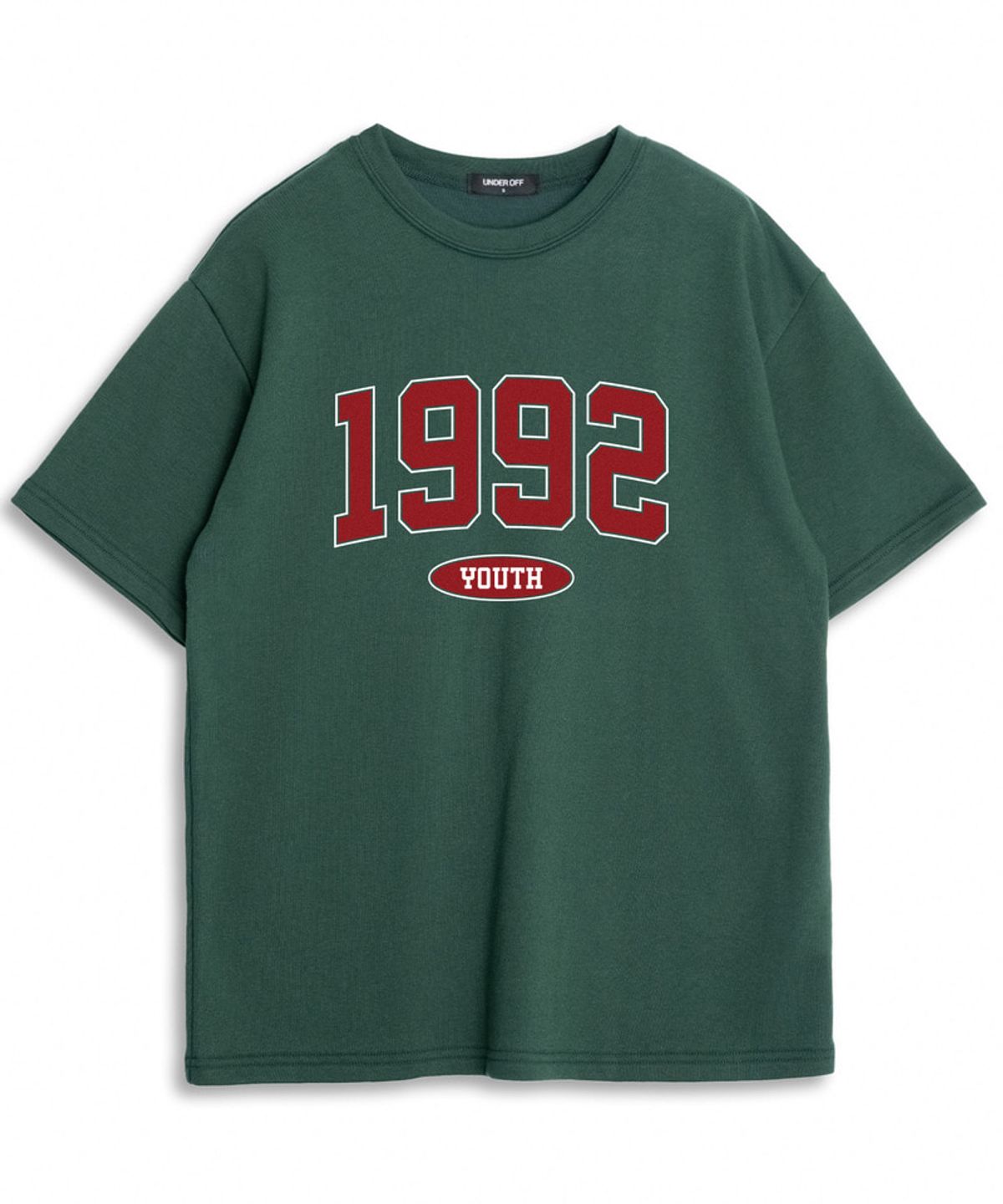 언더오프(UNDEROFF) 오버핏 크루넥 1992 반팔 티셔츠 그린