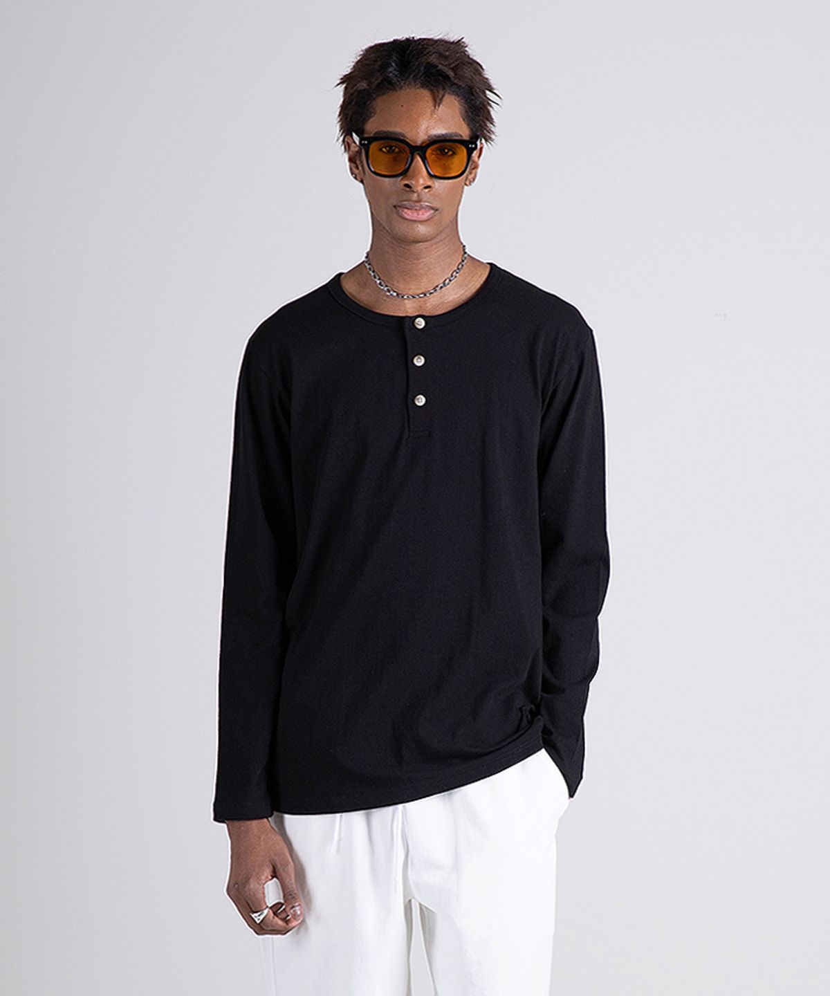 스트라이크(STRIKE) Triple Button Henley Long Sleeve T-Shirt (4COLOR)
