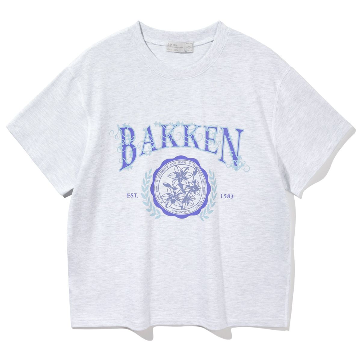 바켄(BAKKEN) [여성]Flower emblem 반팔티셔츠 BK3994_멜란지화이트
