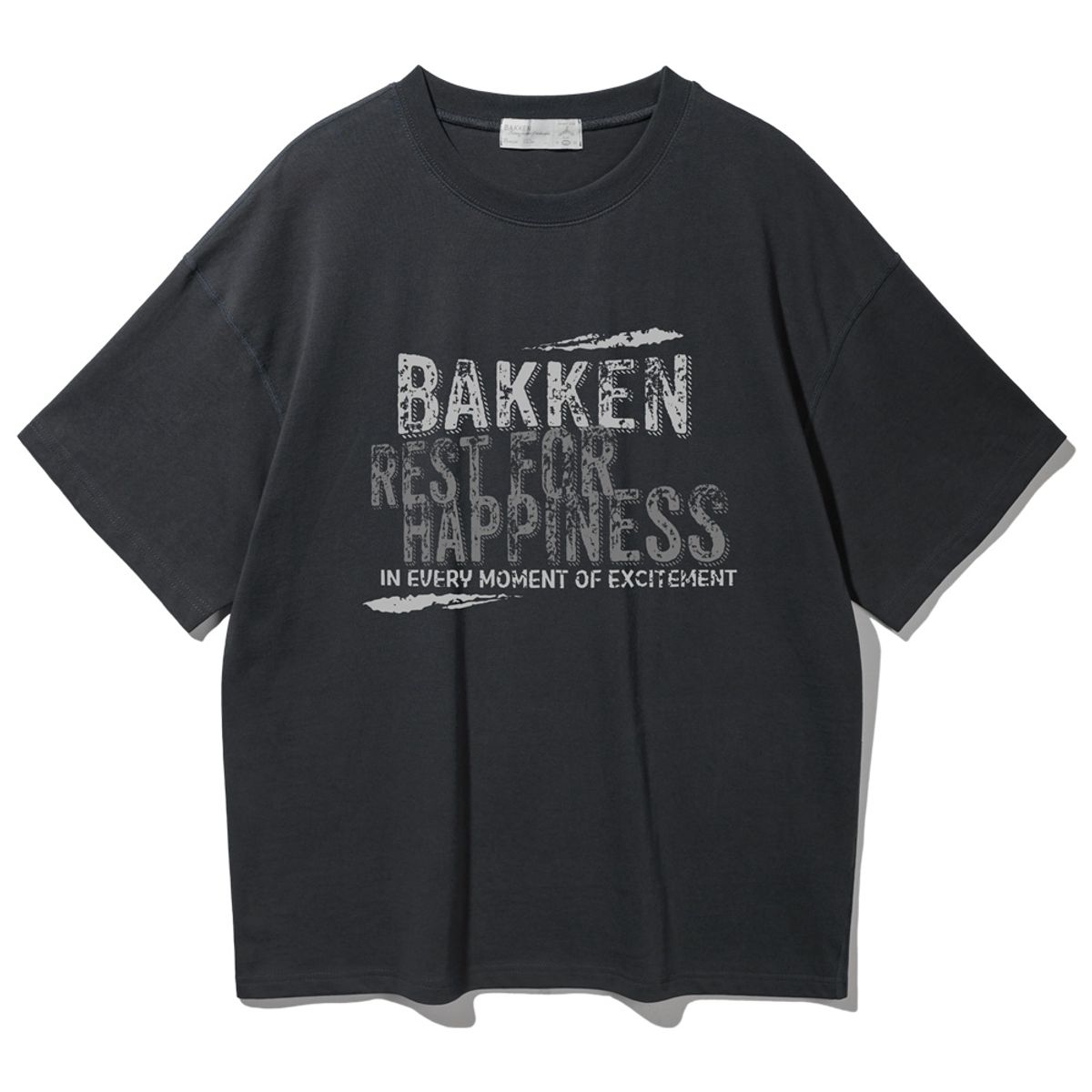 바켄(BAKKEN) Mixed-color Typography 반팔티셔츠 BK3986_차콜