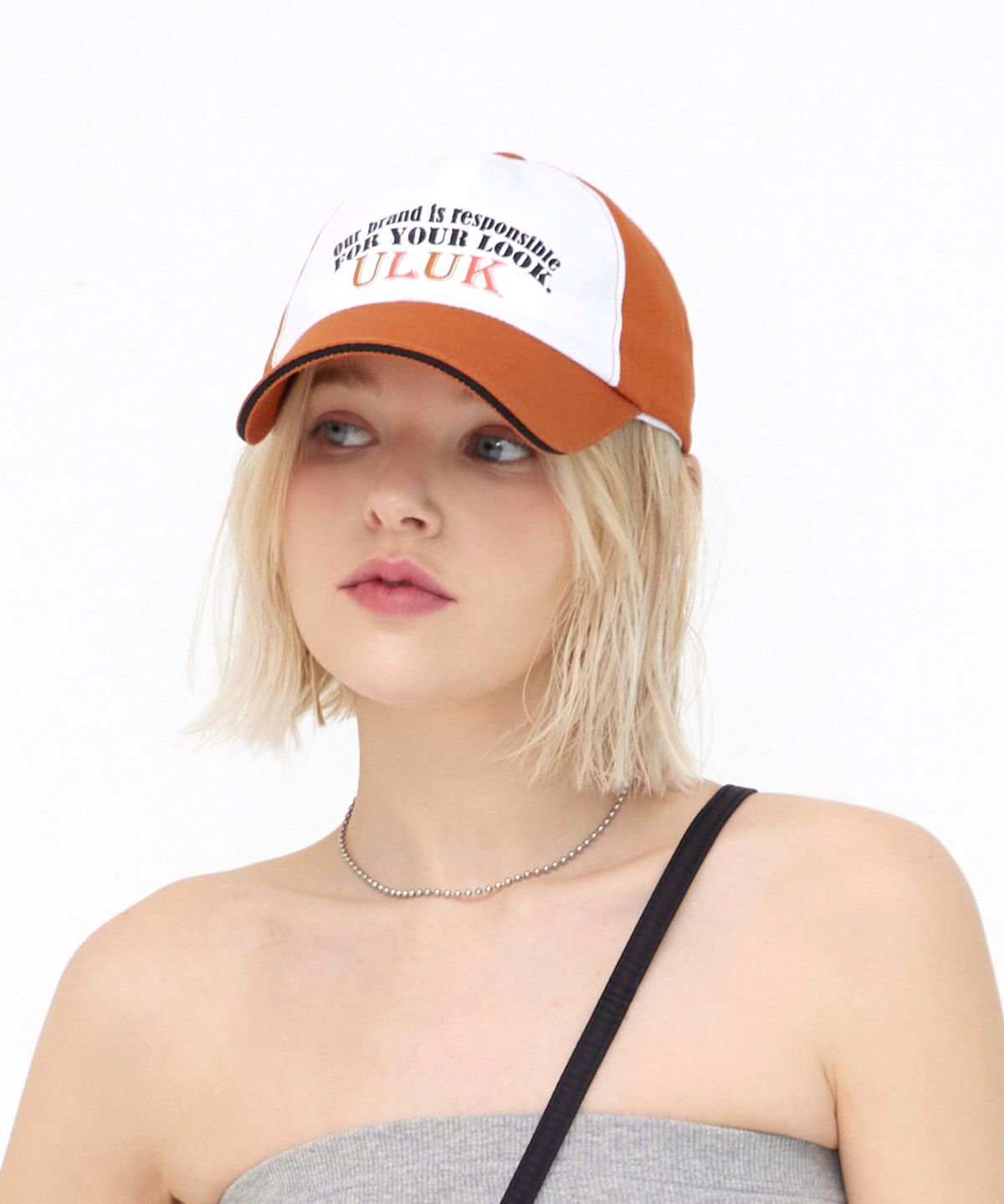 유룩(ULUK) 롱알제리 프린트 코튼 볼캡_Orange