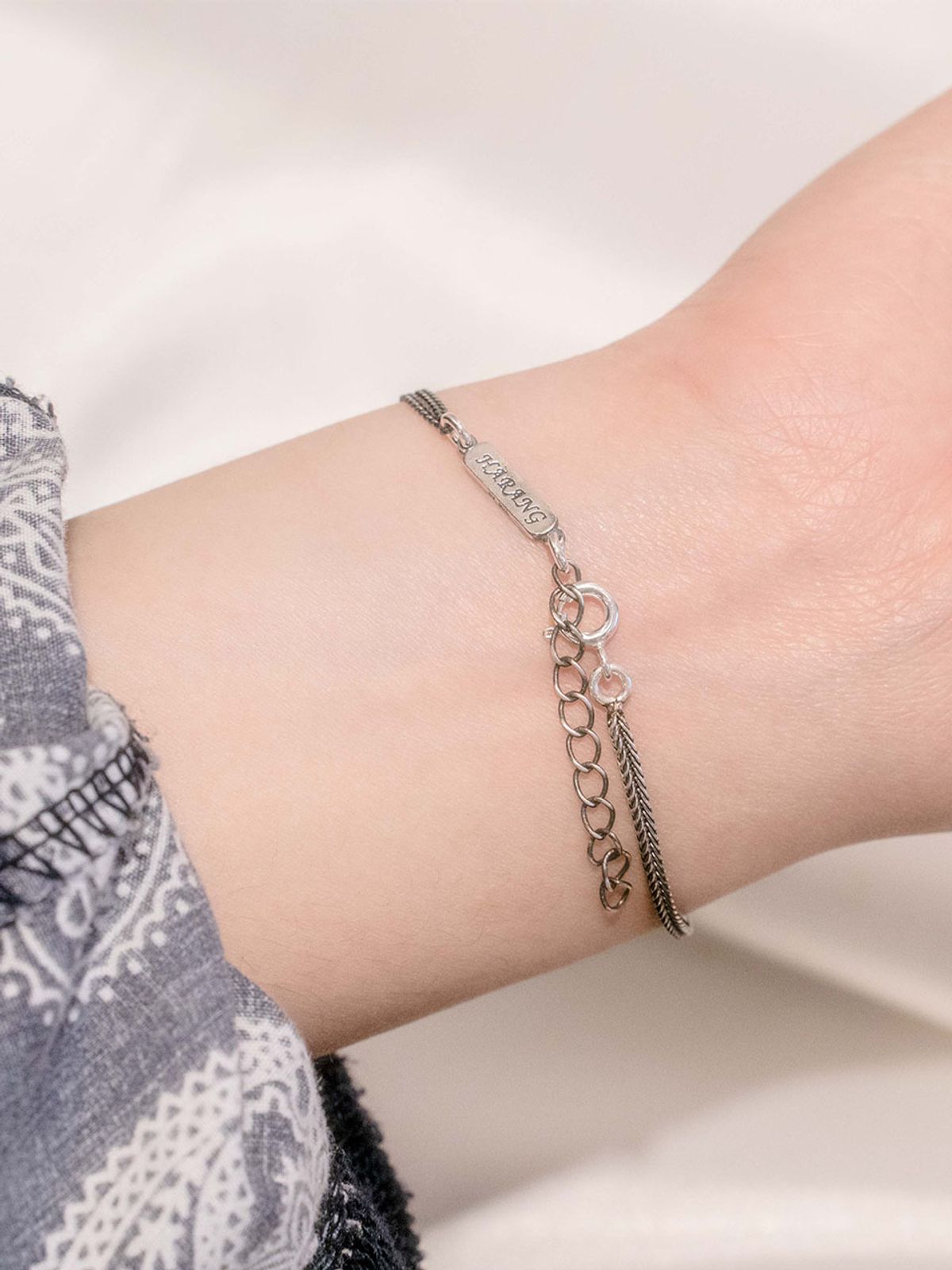 하랑(HARANG) HR 276B_Tassel Half&Half Double Chain Bracelet [Wheat]