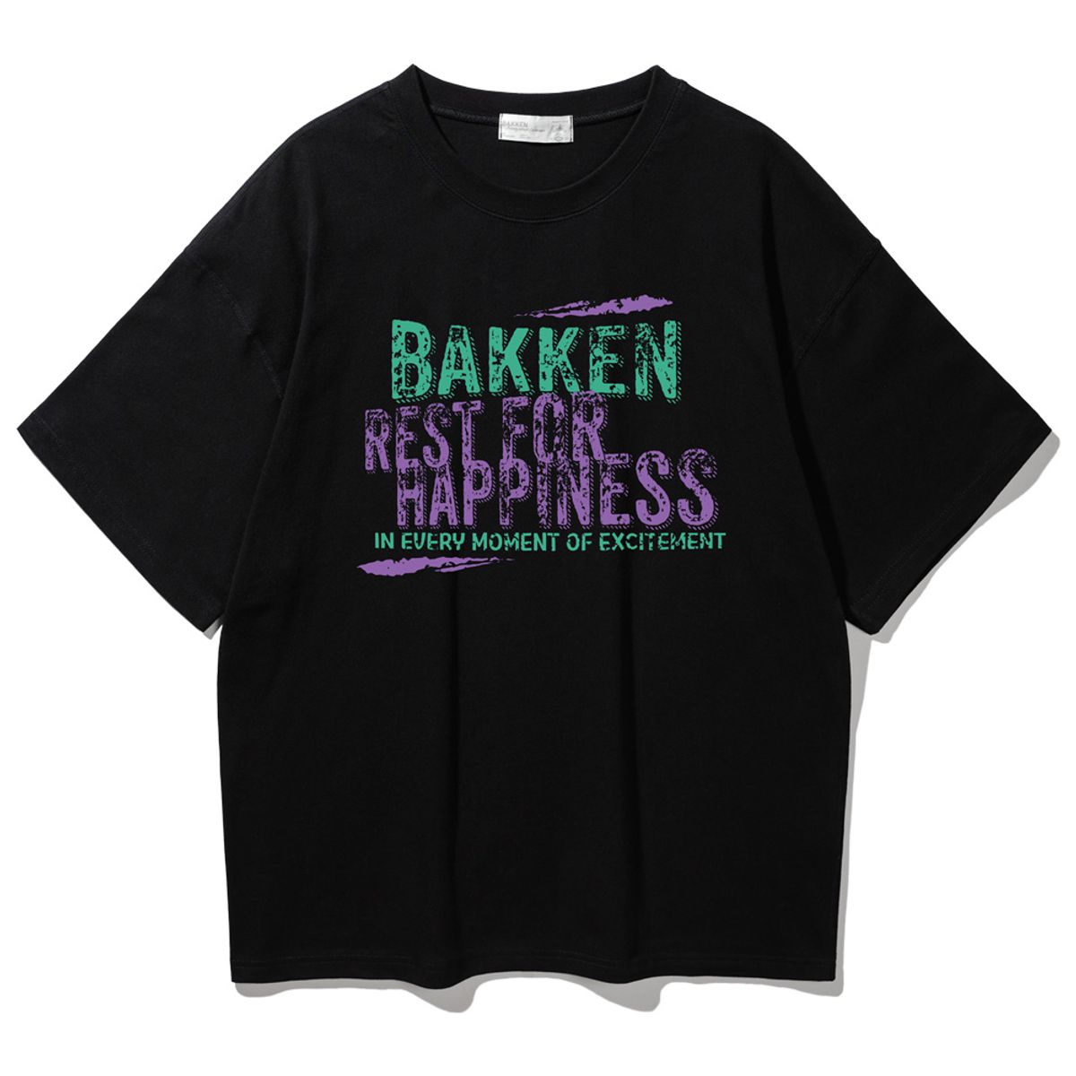 바켄(BAKKEN) Mixed-color Typography 반팔티셔츠 BK3986_블랙