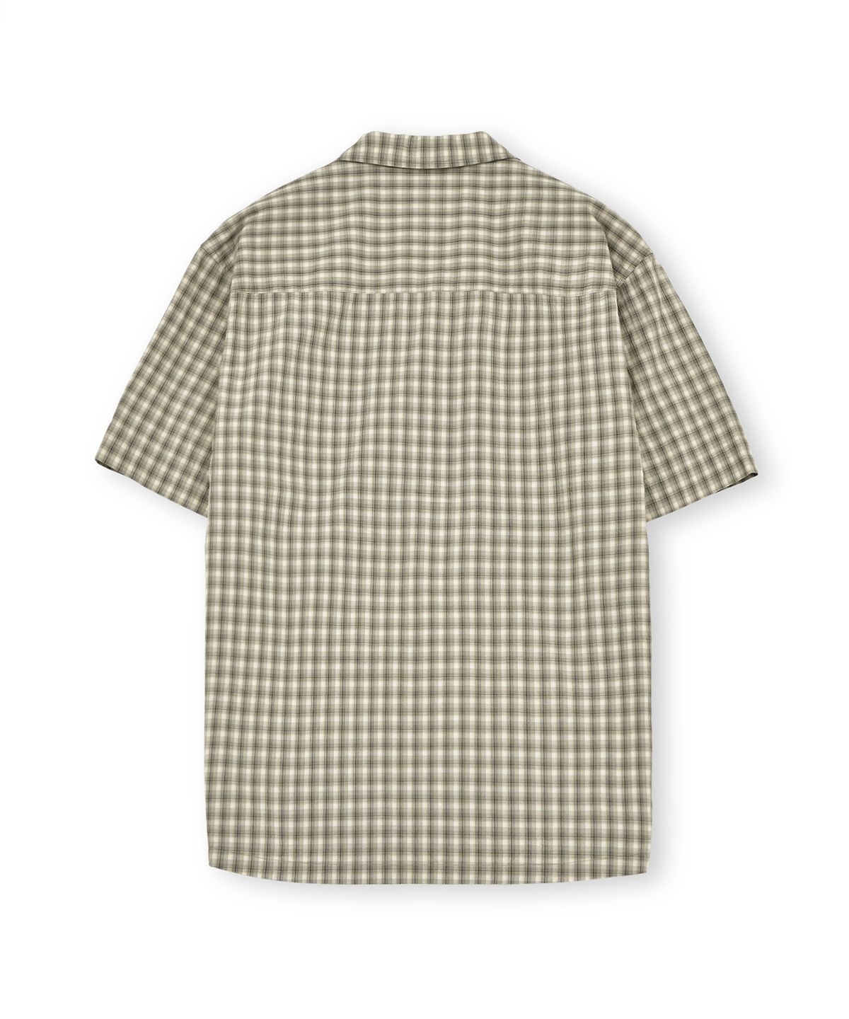 브라운야드(BROWNYARD) 오픈 카라 하프 셔츠, 베이지 체크