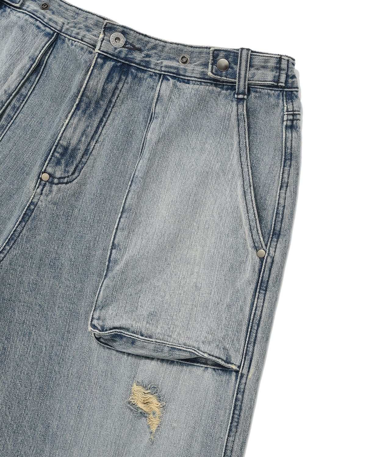 카락터(KARACTOR) Blunt denim fatigue pants / Washed blue