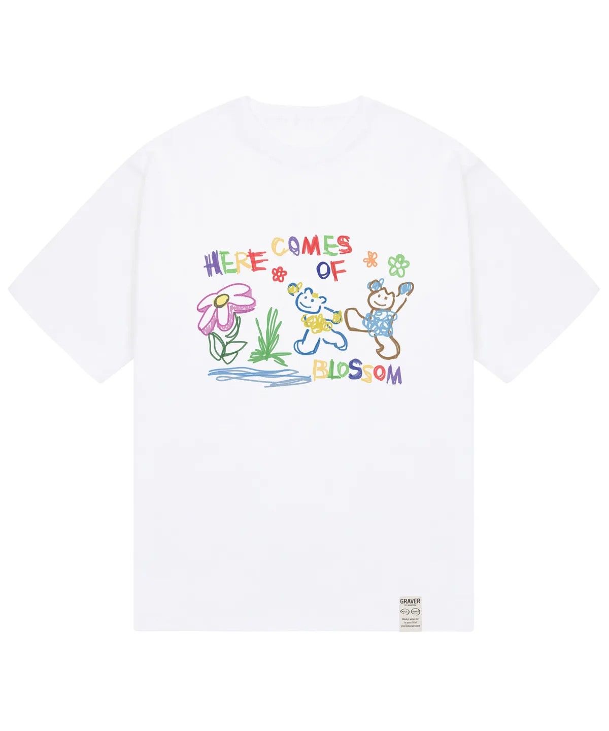 그레이버(GRAVER) [UNISEX]HERE COMES OF 드로잉 반팔티_2color