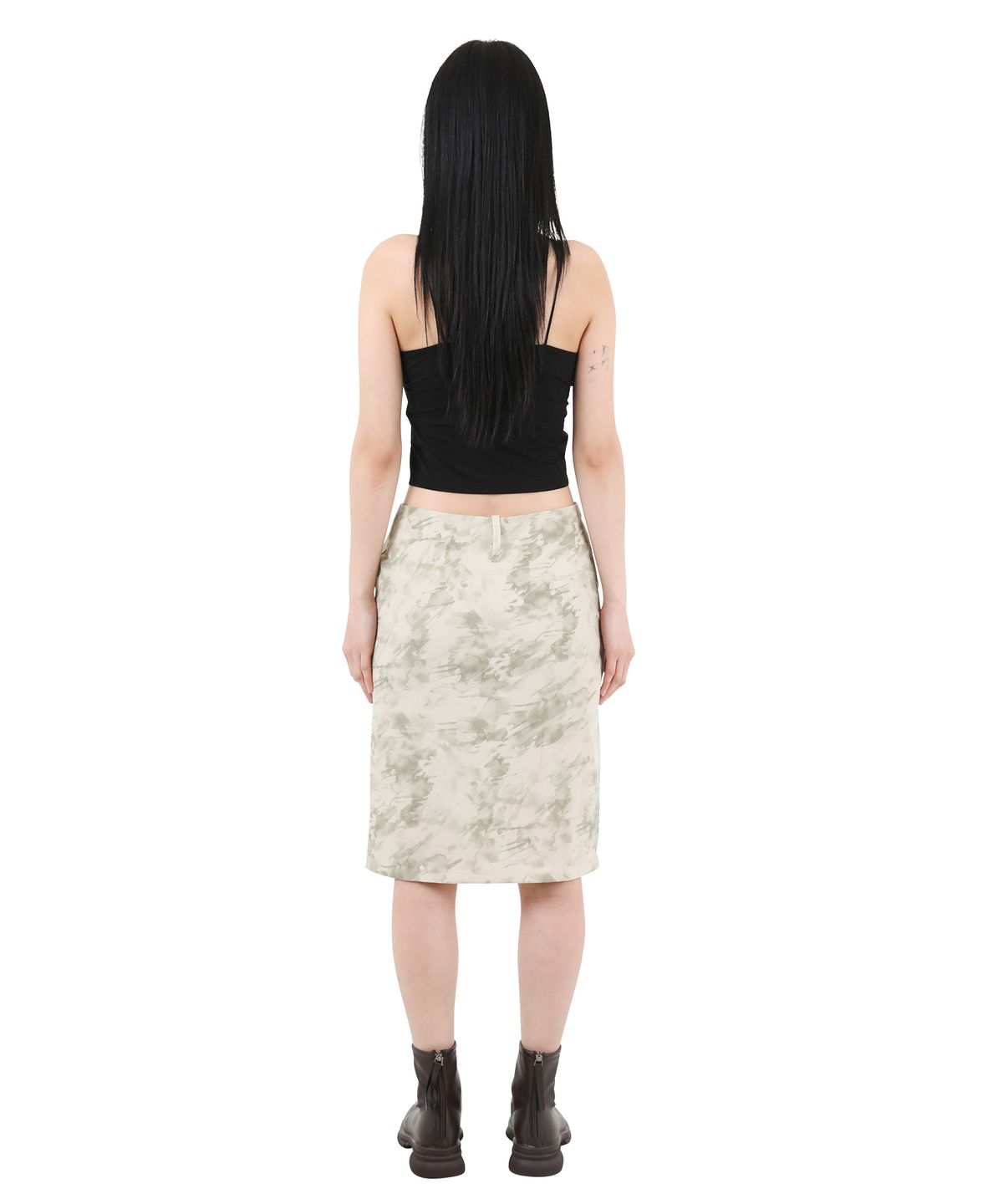 카타르시스(KATHARSIS) 패턴 미디움 스커트 올리브 ONE SIZE