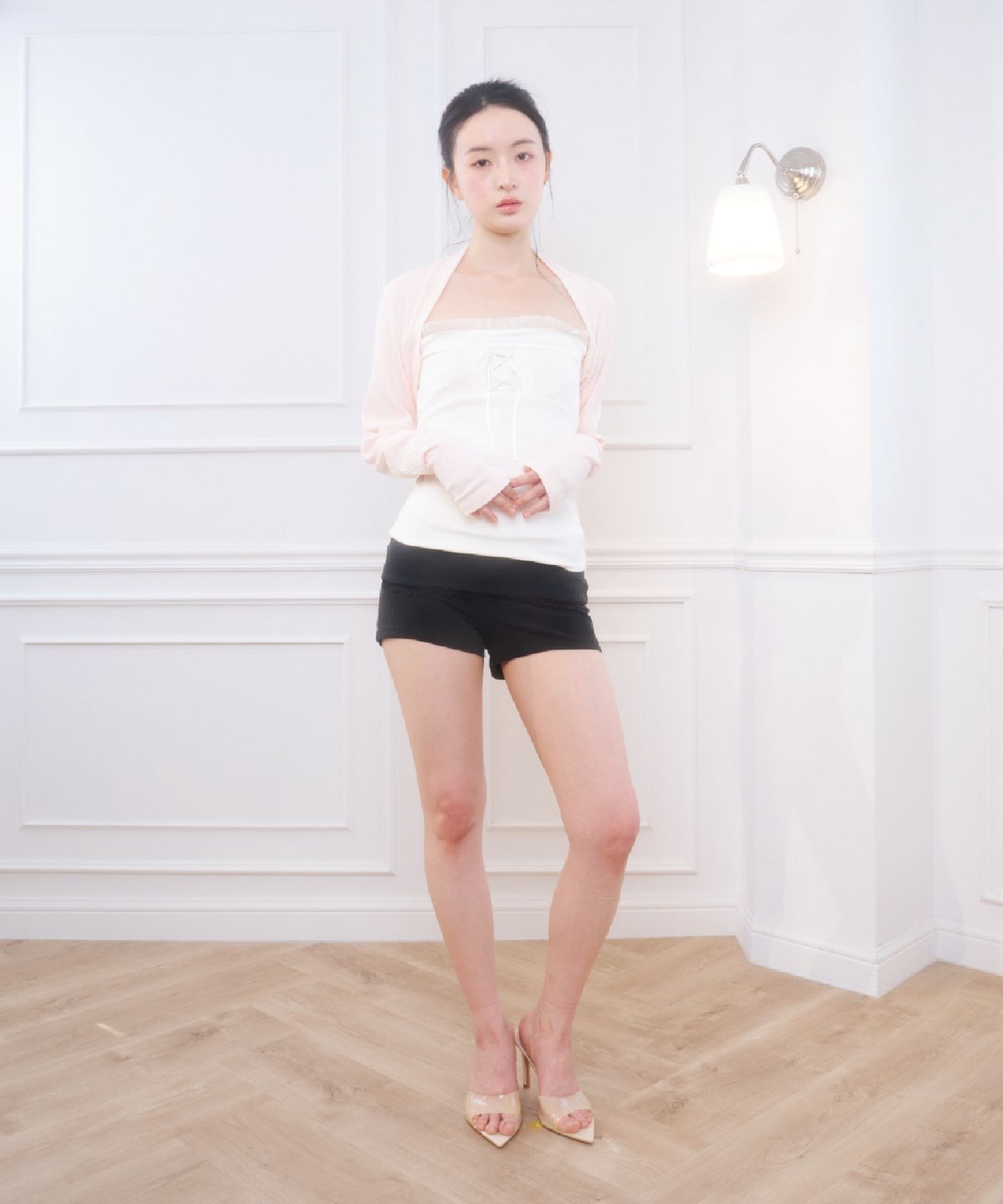 벨리아르(BELLIALEU) COTTON BASIC BOLERO-BABY PINK