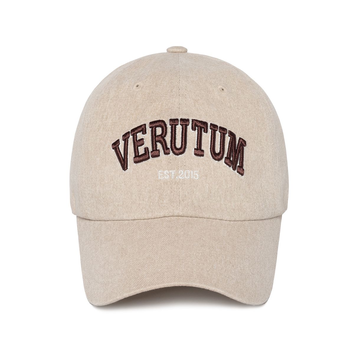 베루툼(VERUTUM) 아치 볼륨 로고 바이오 워싱 볼캡 라이트 베이지