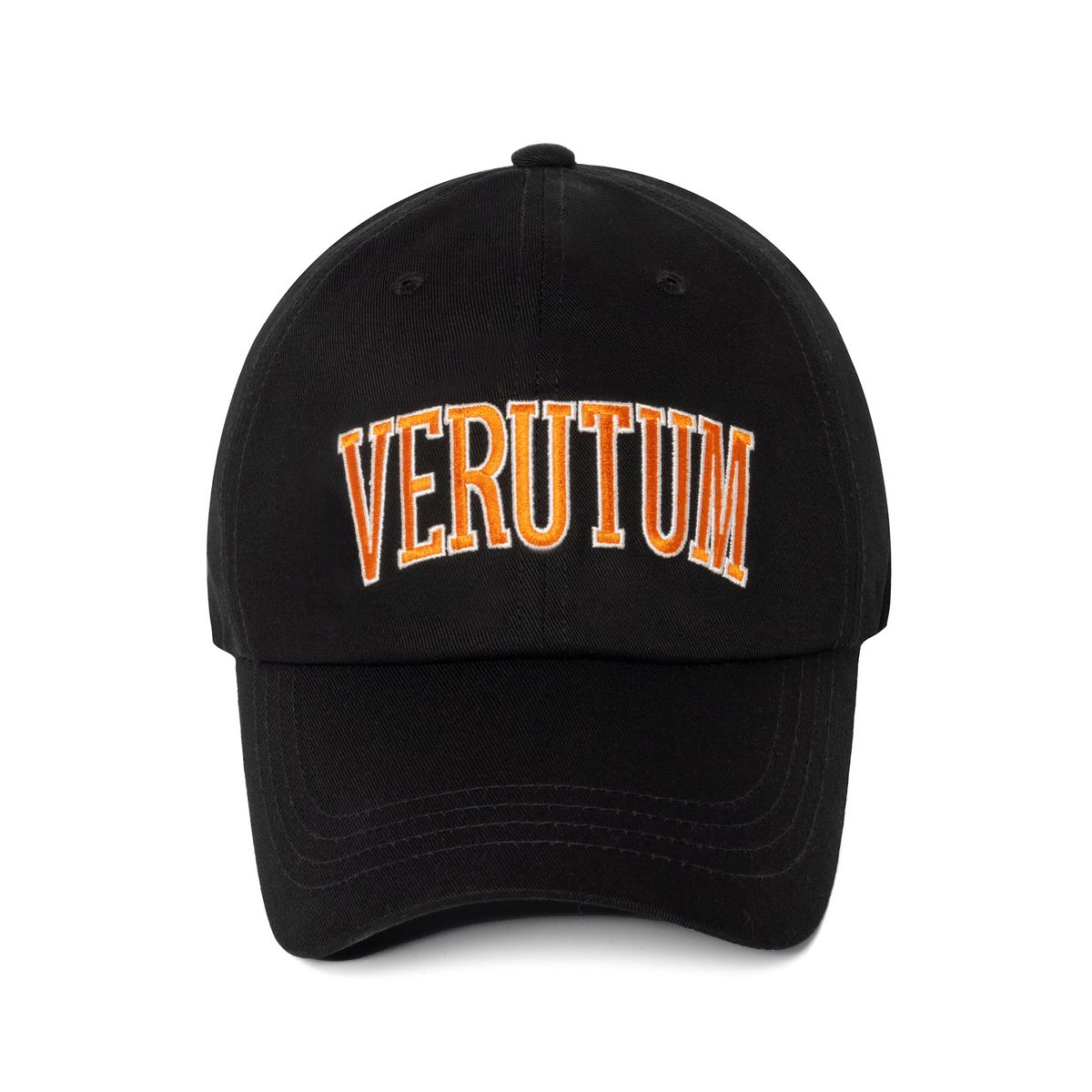 베루툼(VERUTUM) 빅 아치 로고 볼캡 블랙 오렌지