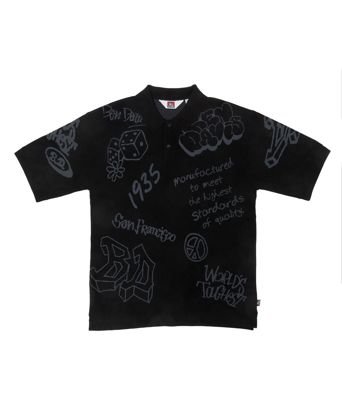 벤 데이비스(BEN DAVIS) WHITE LABEL SCRIBBLE KNIT POLO GREEN