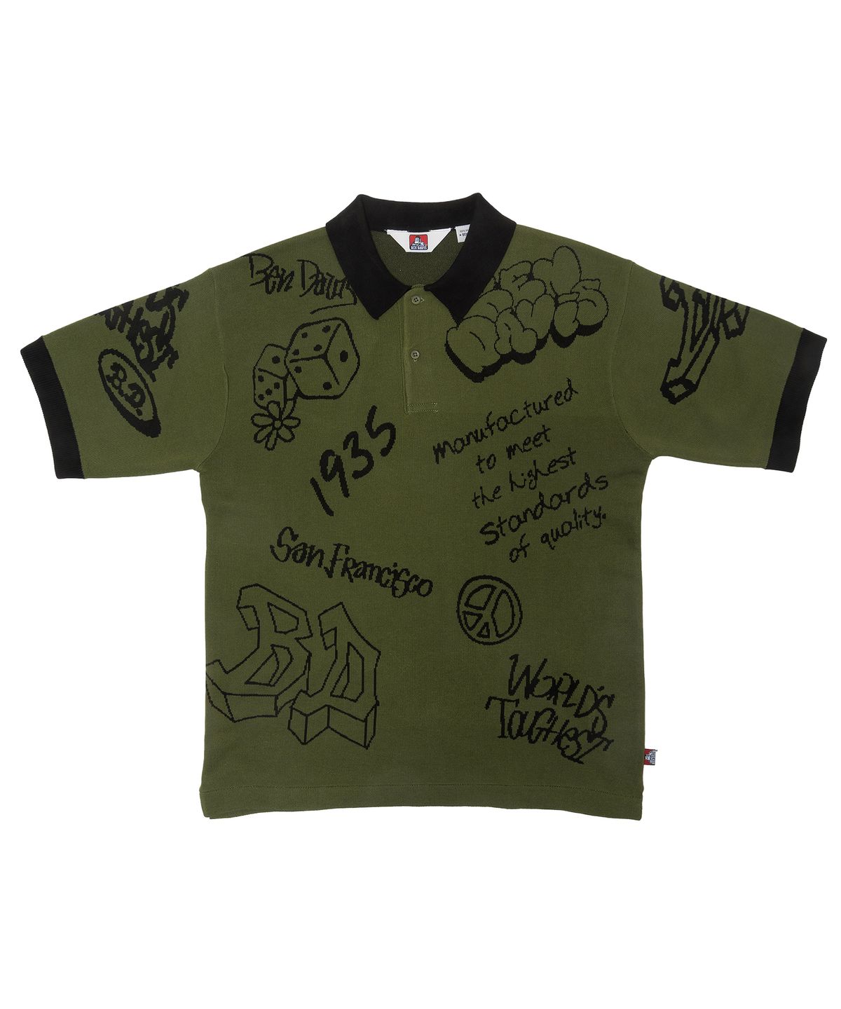 벤 데이비스(BEN DAVIS) WHITE LABEL SCRIBBLE KNIT POLO OFF WHITE