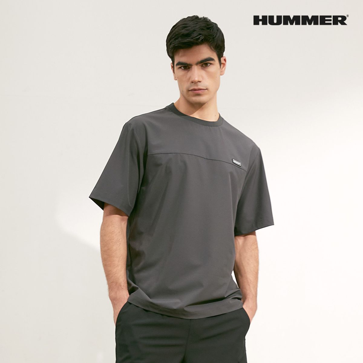 험머(HUMMER) H4 라이크라 써머 반팔 티셔츠 차콜