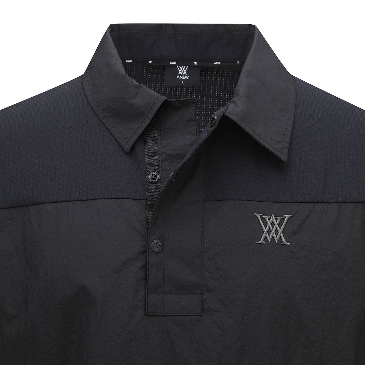 어뉴골프(ANEW GOLF) MEN WOVEN PATCH POINT SHORT T-SHIRT_BK