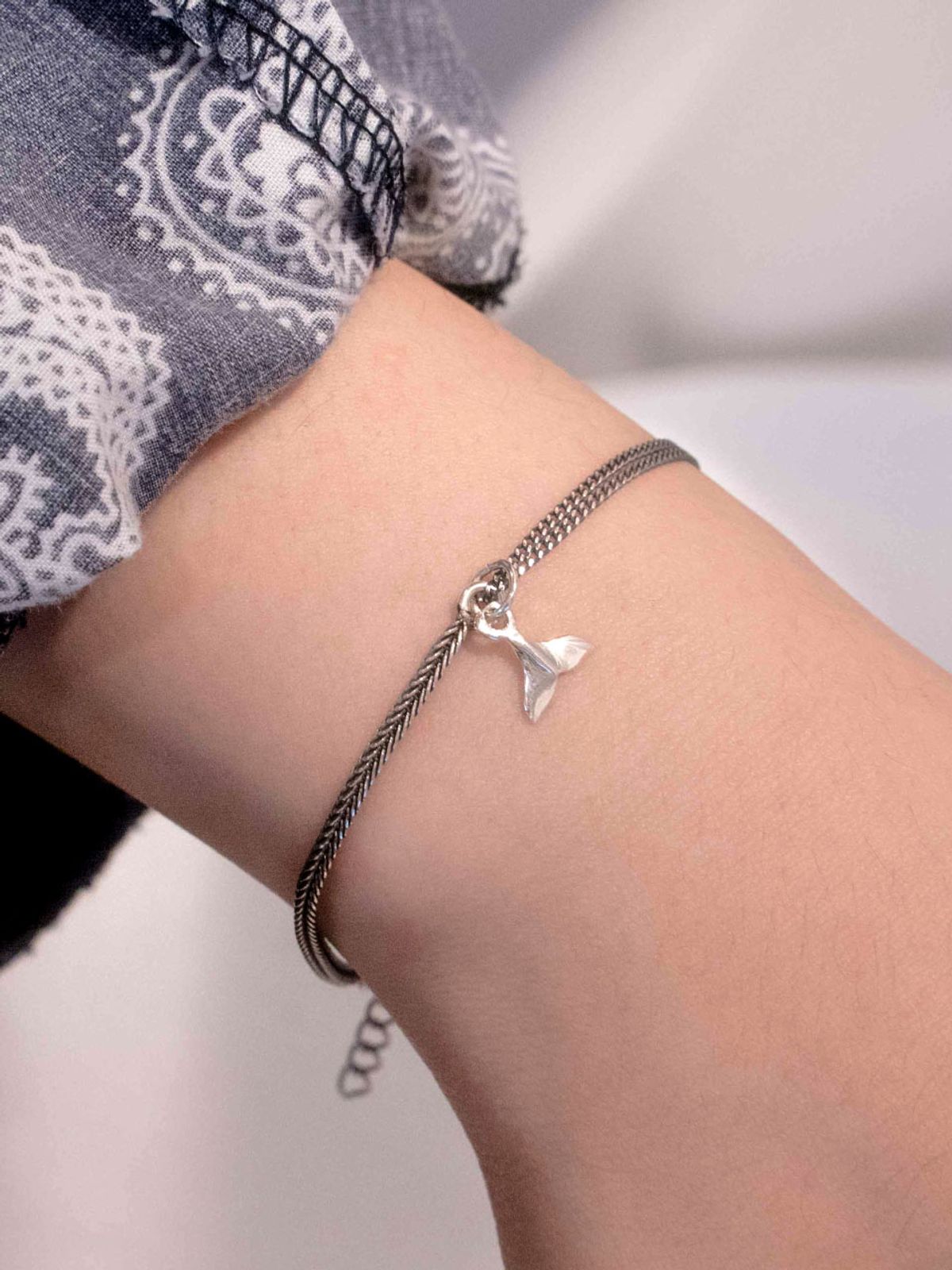 하랑(HARANG) HR 273B_Whale Tail Half &Half Double Chain Bracelet [Wheat]