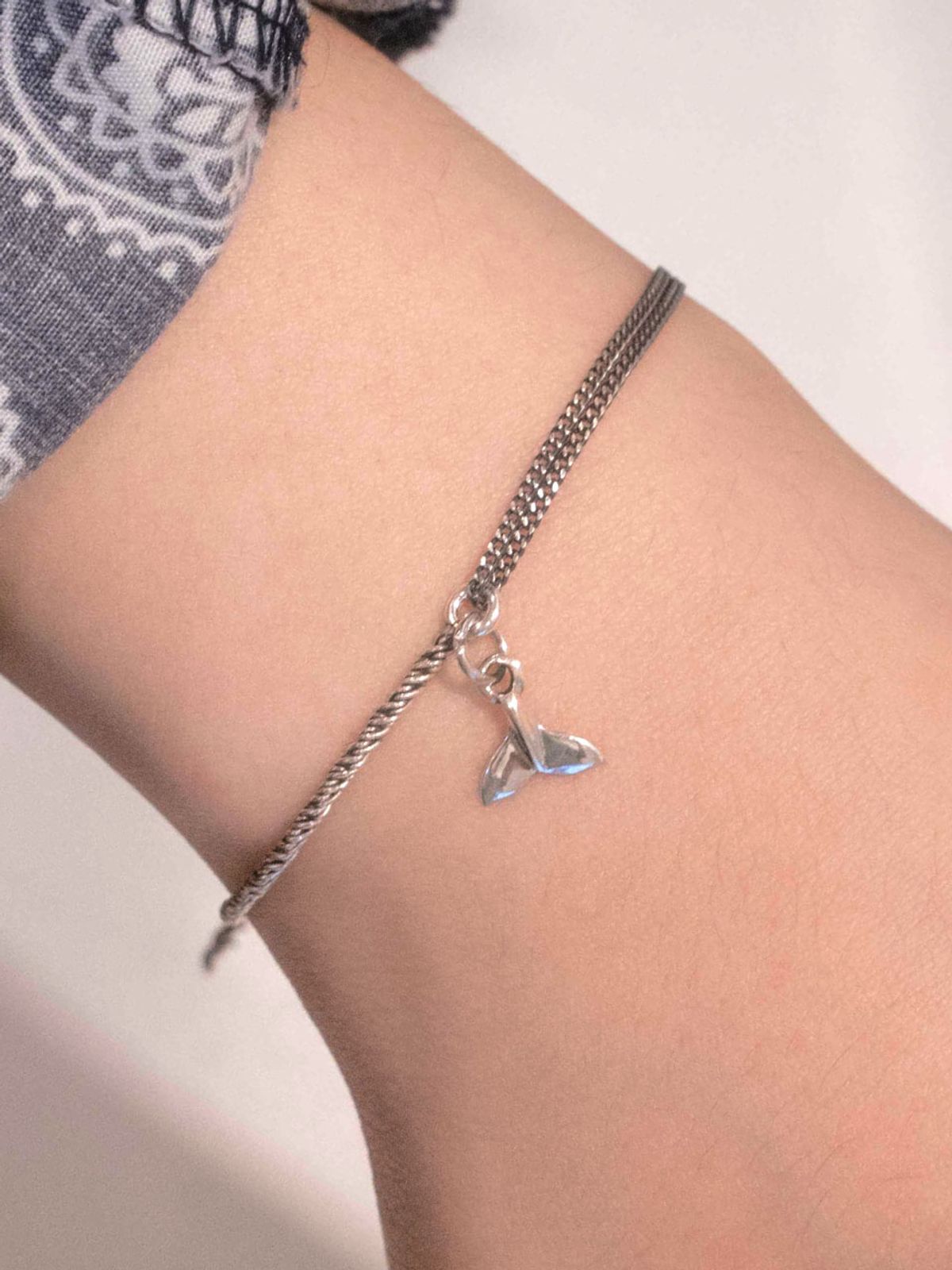 하랑(HARANG) HR 272B_Whale Tail Half &Half Double Chain Bracelet [Rope]