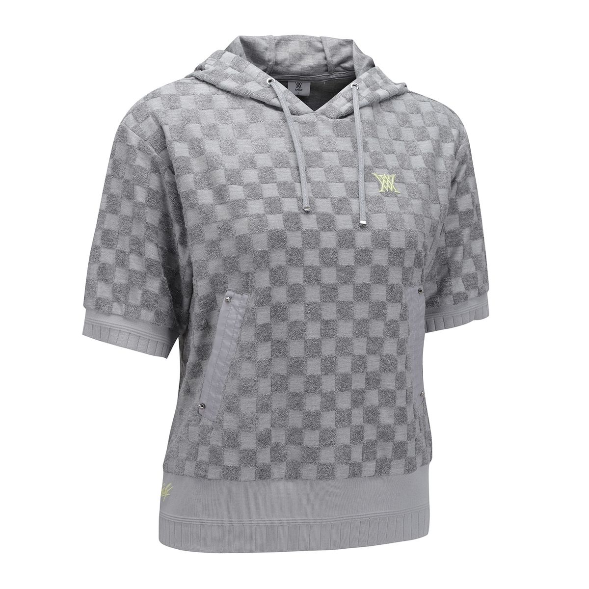 어뉴골프(ANEW GOLF) WOMEN TERRY CHECK BOARD HOODIE SHORT T-SHIRT_GR