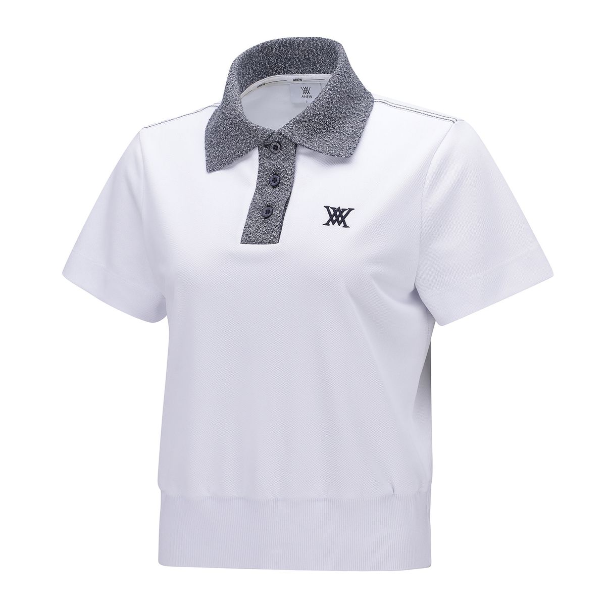 어뉴골프(ANEW GOLF) WOMEN KNIT COLLAR LOOSE SHORT T-SHIRT_WH