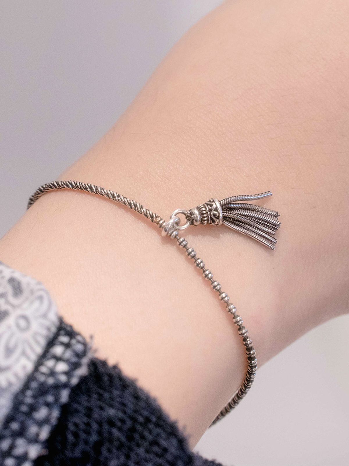 하랑(HARANG) HR 267B_Tassel Half &Half Chain Bracelet