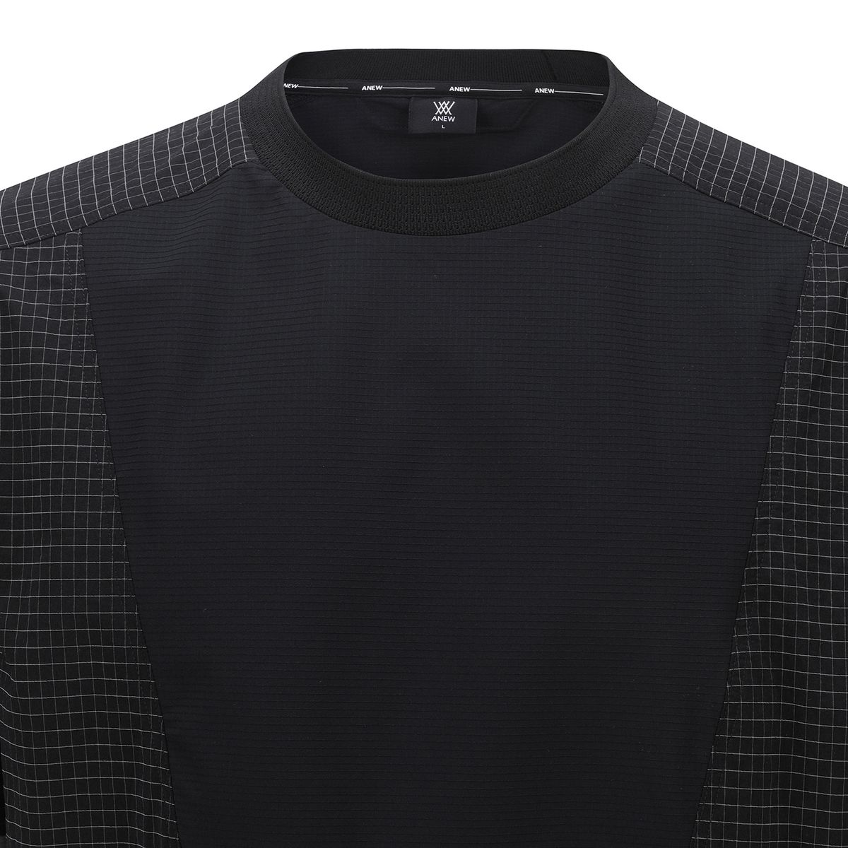 어뉴골프(ANEW GOLF) MEN WOVEN SLEEVE CREW NECK_BK