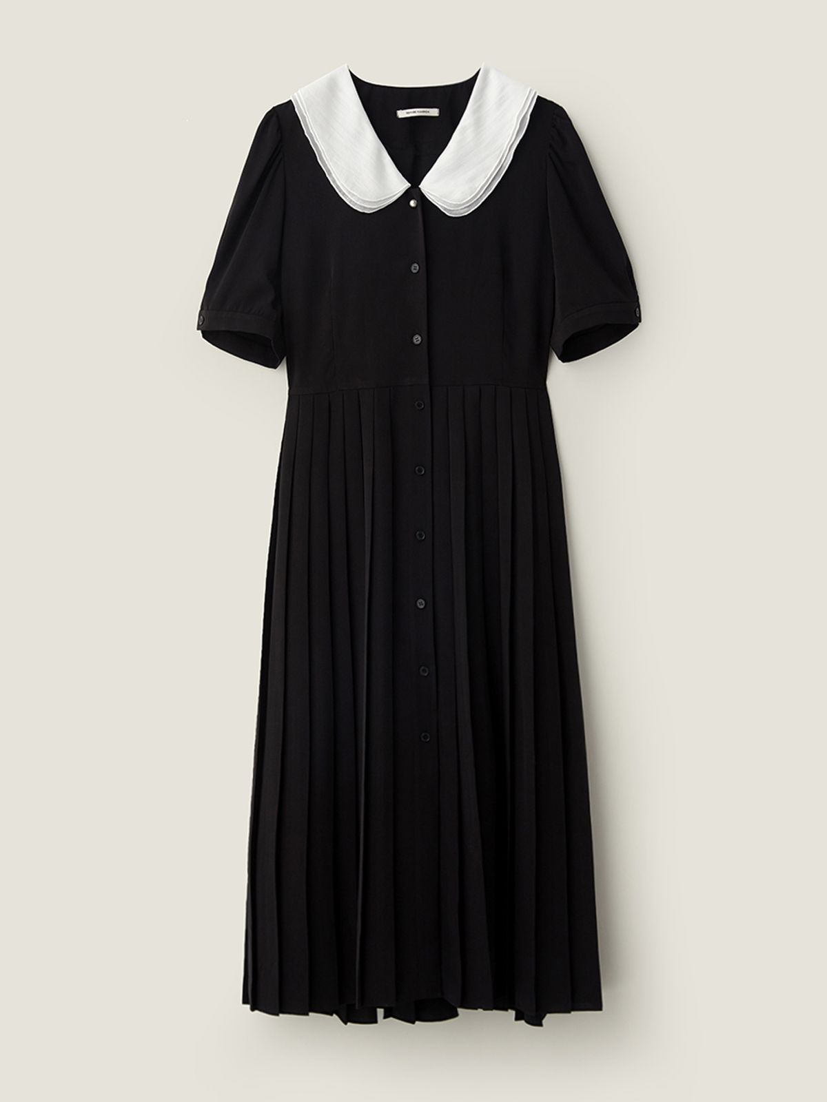 비뮤즈맨션(BEMUSE MANSION) Sheer collar pleats dress - Black