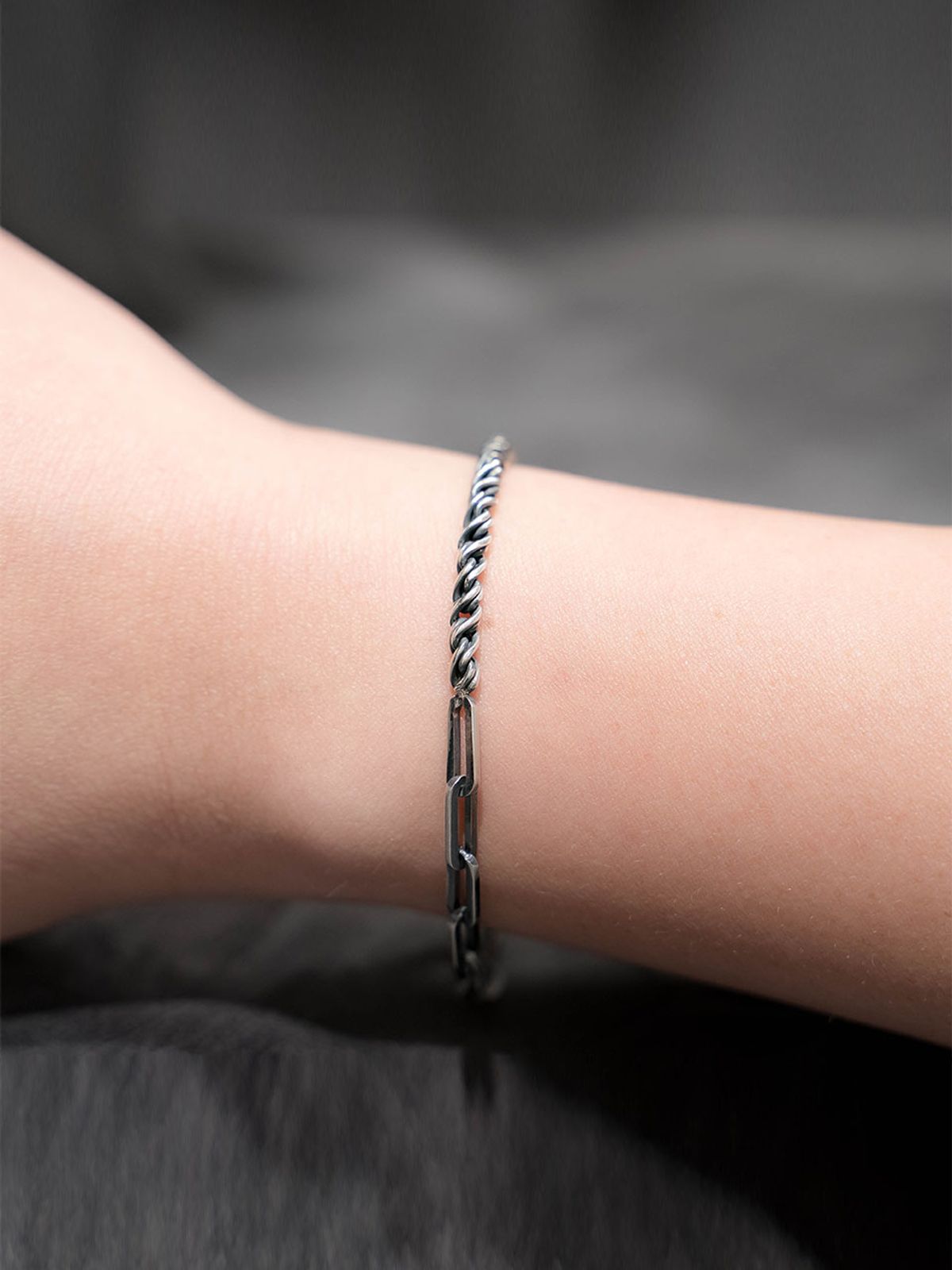 하랑(HARANG) HR 236B_Half &Half Silver Chain Bracelet