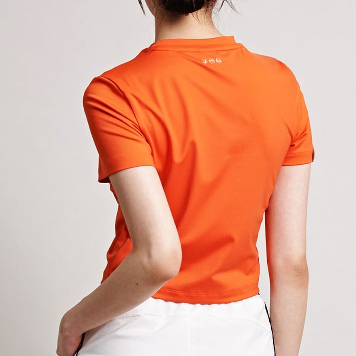 요넥스(YONEX) 245TS013F 오렌지 여성용 컬러 포인트 크롭 반팔 티셔츠