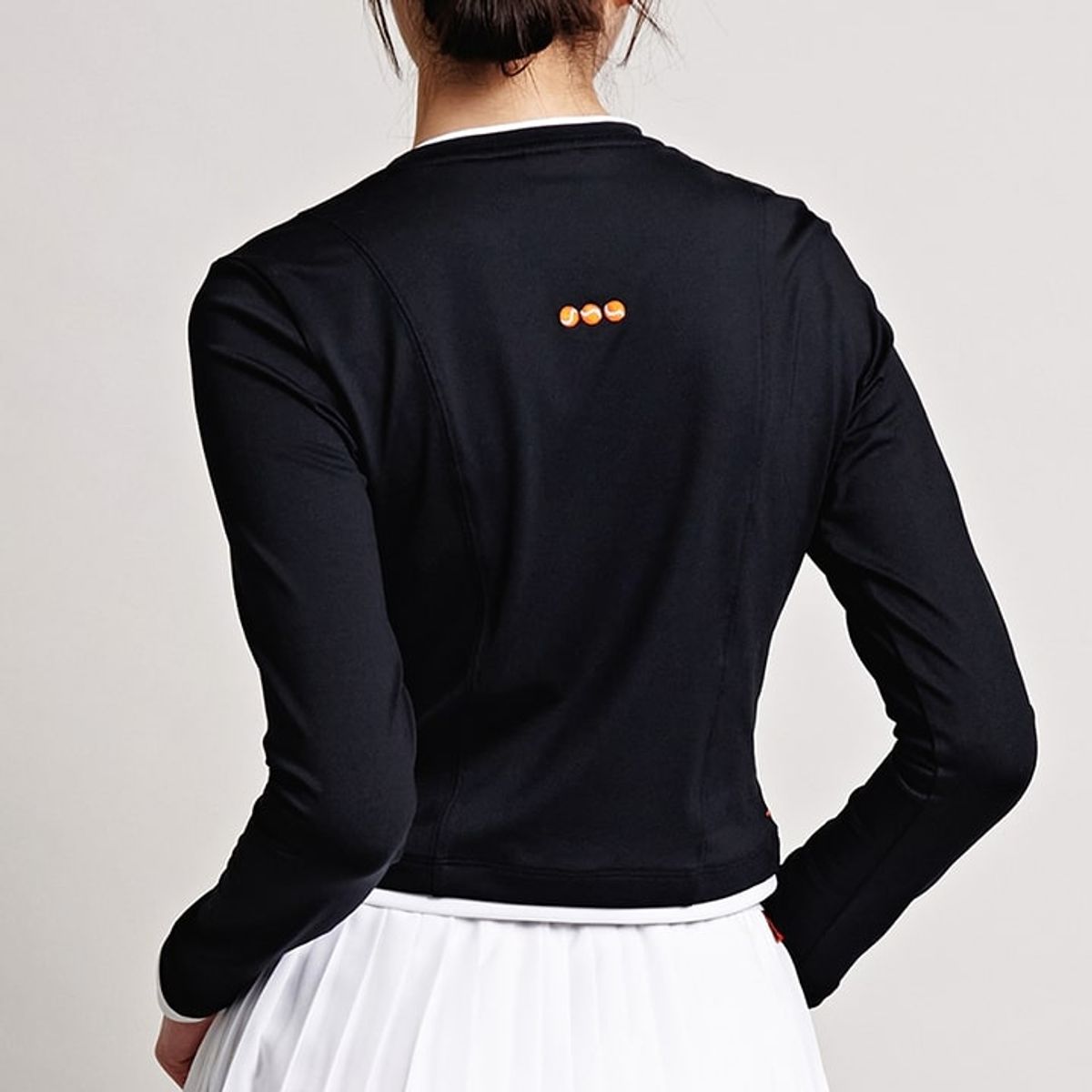 요넥스(YONEX) 245TL004F 미드나이트 블랙 여성용 레이어드 스타일 크롭 긴팔 티셔츠