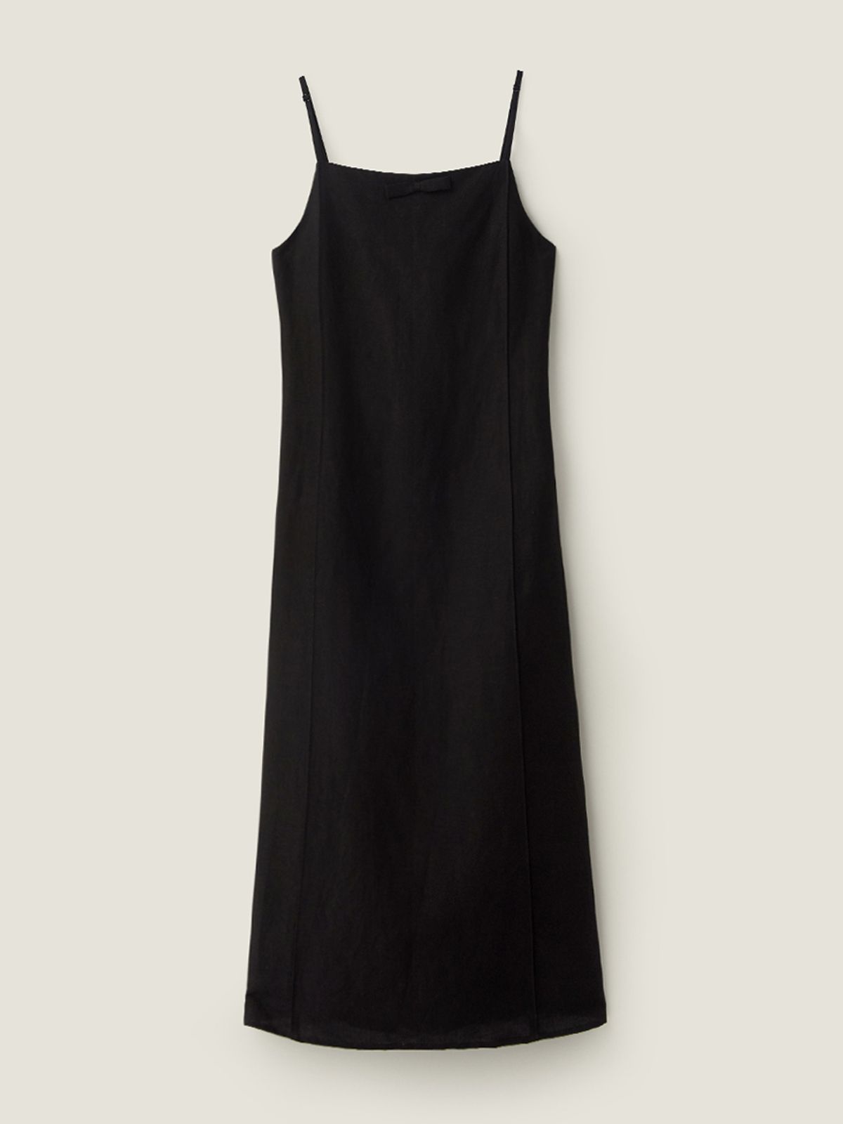 비뮤즈맨션(BEMUSE MANSION) Ribbon point linen dress - Black