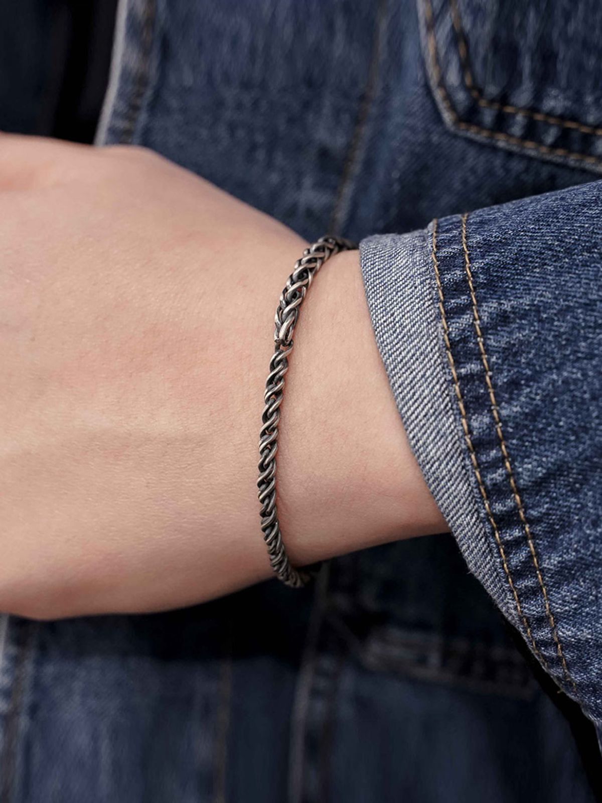 하랑(HARANG) HR 230B_Half &Half Silver Chain Bracelet