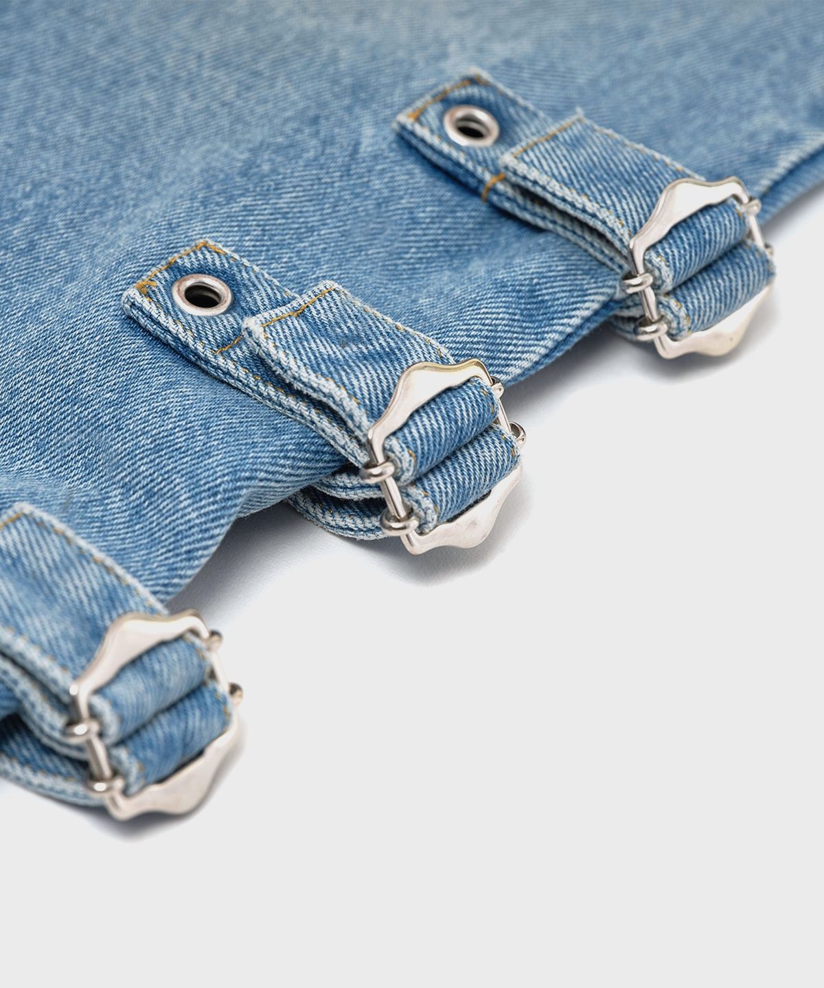 마틴 로즈(MARTINE ROSE) (M) 버클 진 블리치드 진 라이트 블루 BUCKLE JEAN BLEACHED WASH
