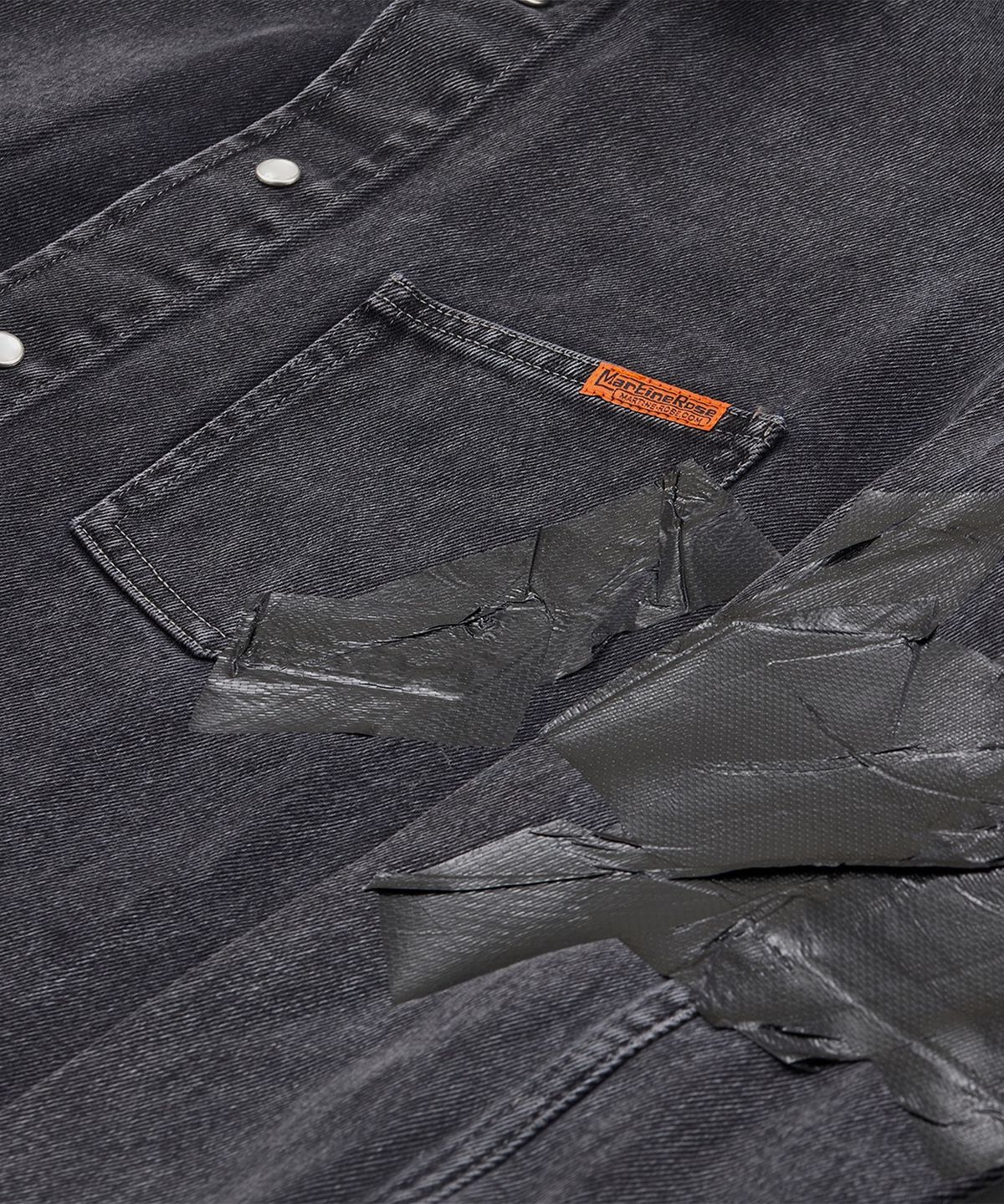 마틴 로즈(MARTINE ROSE) (M) 데님 오버셔츠 블랙 워시 DENIM OVERSHIRT BLACK WASH/GAFFER TAPE