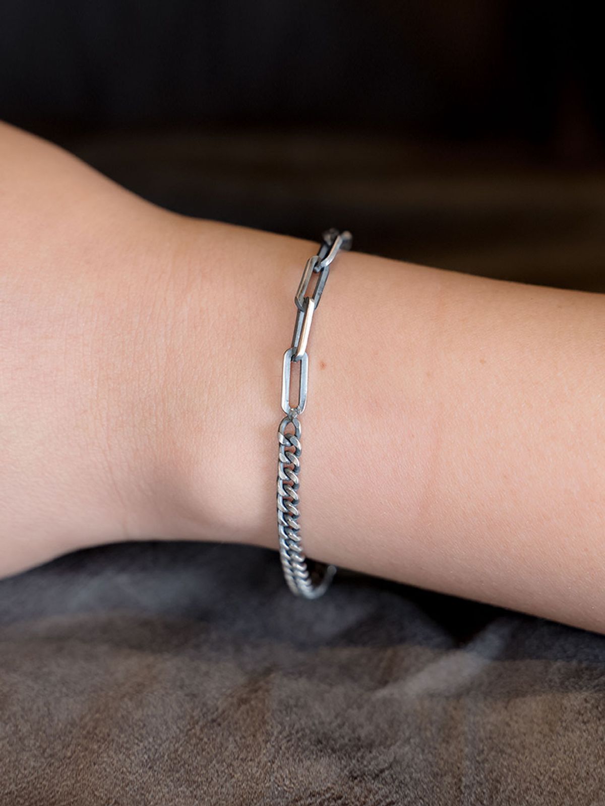 하랑(HARANG) HR 229B_Half &Half Silver Chain Bracelet