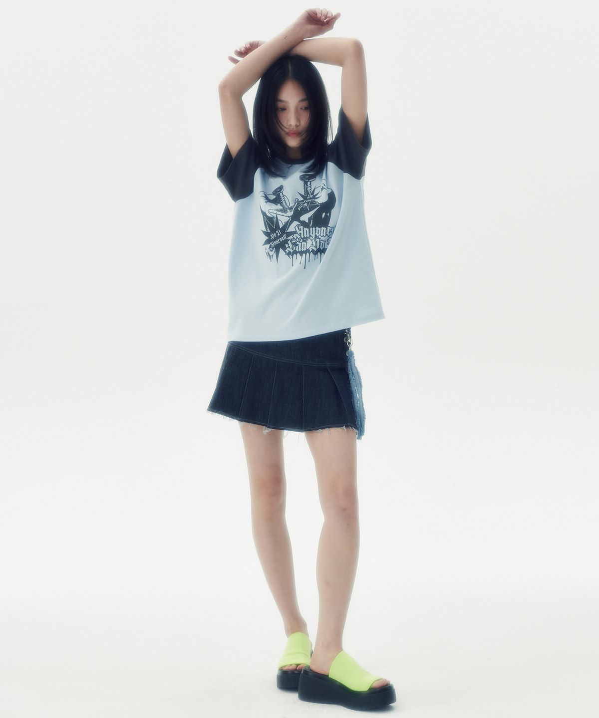 러닝하이(RUNNINGHIGH) 투쓰 래글런 H/S 티 [스카이 블루]